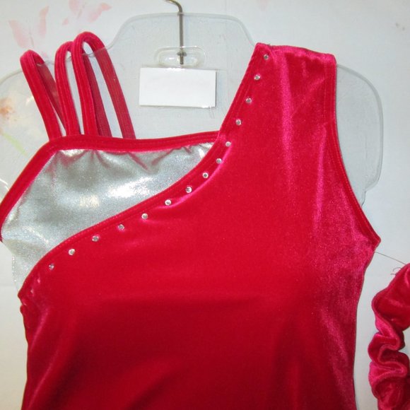 Leotard New Size AL Balera Large Women's Gymnastics Dance Costume Red Velvet LA - Picture 2 of 5